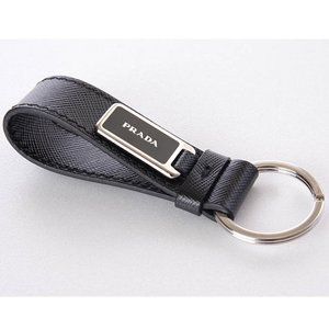 Prada Saffiano Leather Logo Keychain